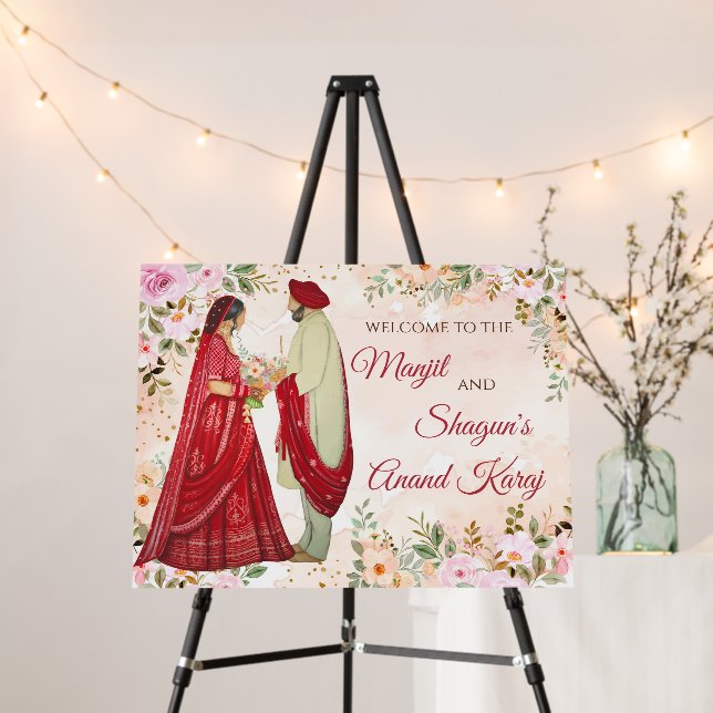 Anand Karaj Welcome Signs & Sikh welcome wedding (In Situ (Stand))