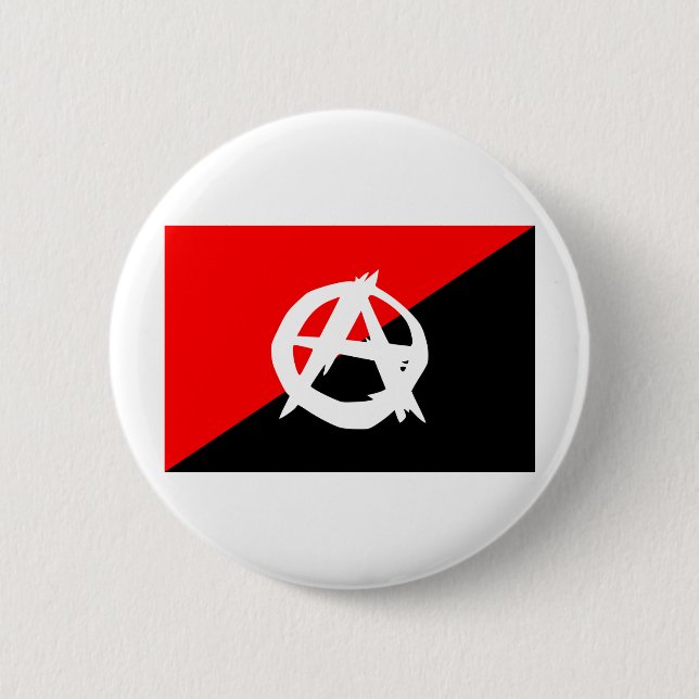 Anarchist flag with A symbol Pinback Button (Front)
