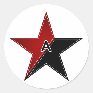 Anarchist red/black star classic round sticker