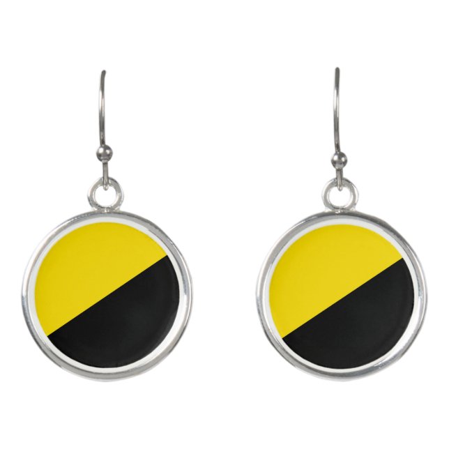 Anarcho capitalism flag anarchy symbol black yello earrings (Front)