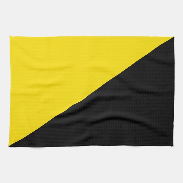 Anarcho capitalism flag anarchy symbol black yello kitchen towel (Horizontal)