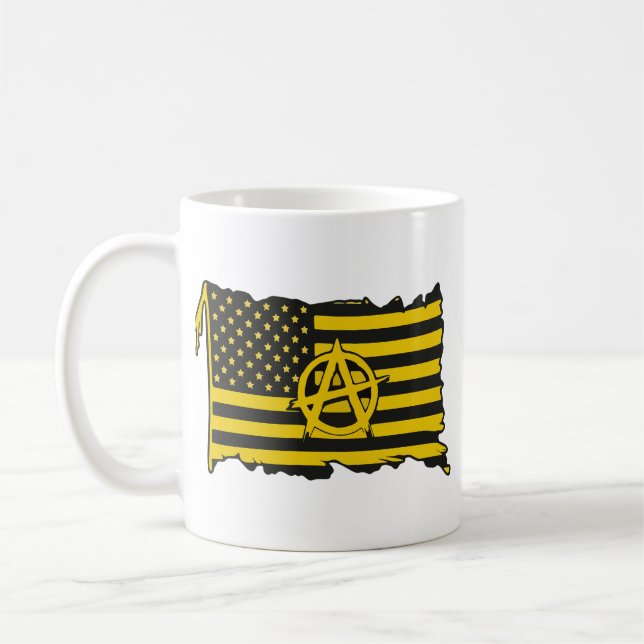 Anarcho-Capitalist Flag USA  Black & Gold flag Coffee Mug (Left)