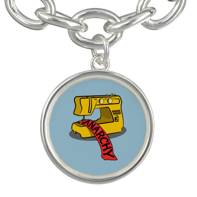 Anarchy Banner Sewing Machine Charm Bracelet (Design)