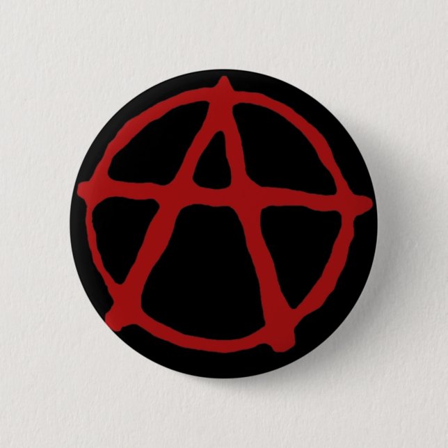 Anarchy. Black t-shirt with red symbol Button (Front)