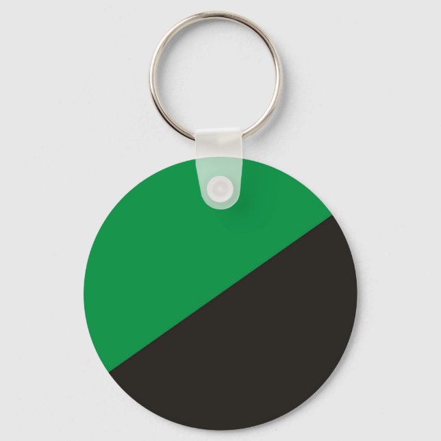 anarchy eco flag green black ecology bio keychain (Front)