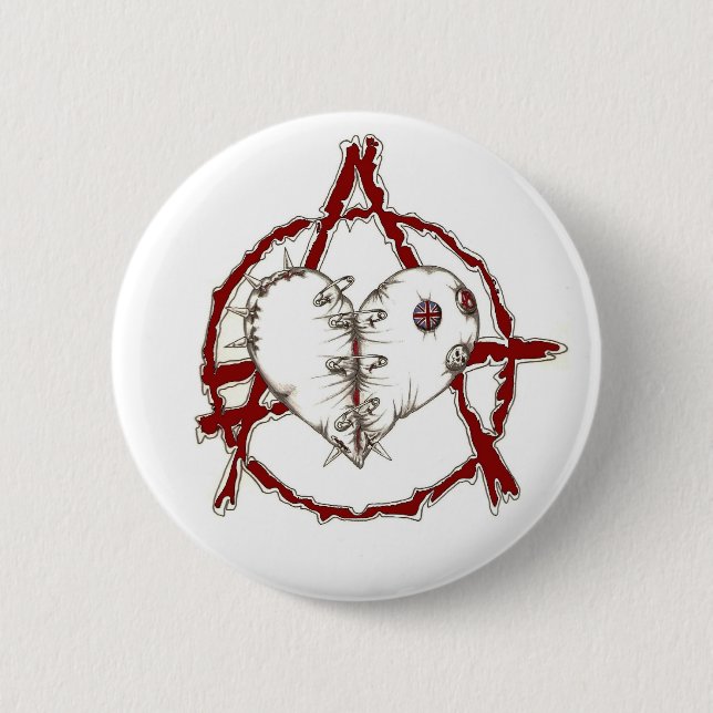 Anarchy heart pinback button (Front)