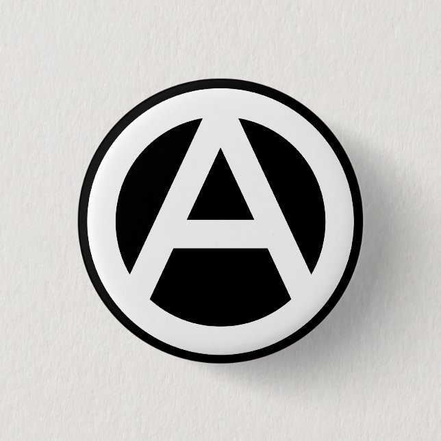 Anarchy icon Classic (black background) Button (Front)