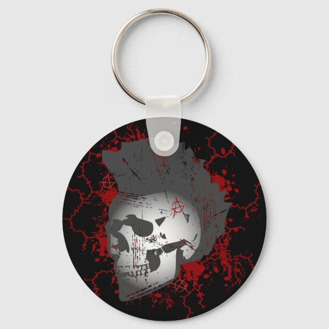 Anarchy Mohawk Skull Keychain (Front)