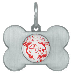 Anarchy Mohawk Skull Pet Name Tag