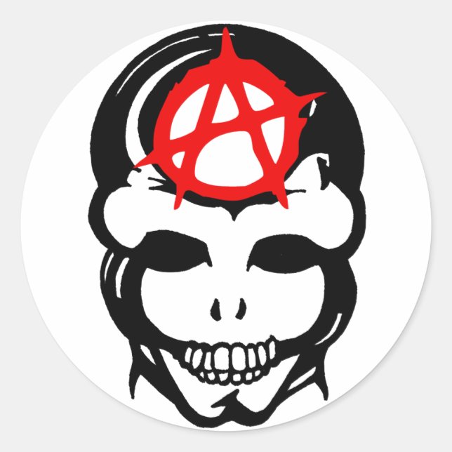 Anarchy Skull 3 Classic Round Sticker (Front)