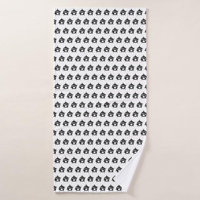 Anarchy symbol black punk music culture sign chaos bath towel (Bath Towel)