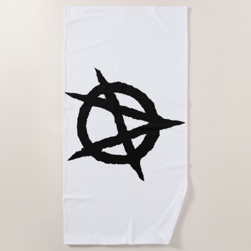 Anarchy symbol black punk music culture sign chaos beach towel