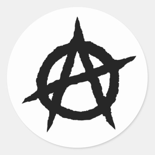 Anarchy symbol black punk music culture sign chaos classic round sticker