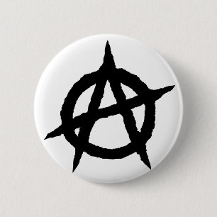 Anarchy symbol black punk music culture sign chaos pinback button