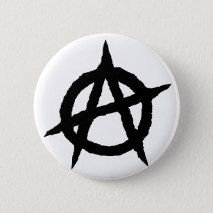 Anarchy symbol black punk music culture sign chaos pinback button