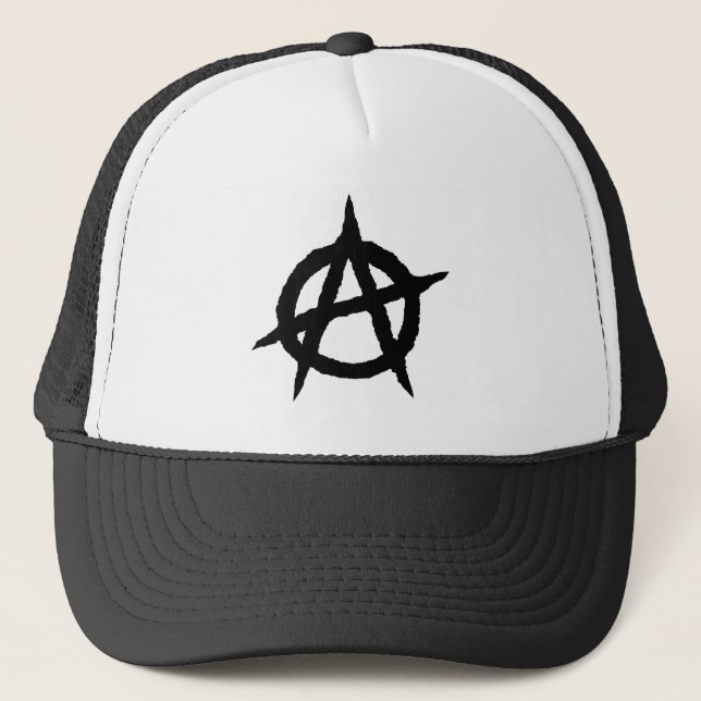 Anarchy symbol black punk music culture sign chaos trucker hat (Front)