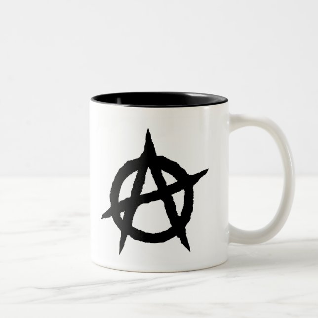 Anarchy symbol black punk music culture sign chaos Two-Tone coffee mug (Right)