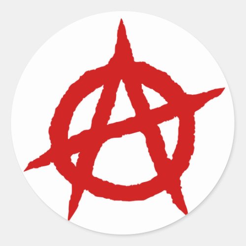 Anarchy symbol red punk music culture sign chaos p classic round sticker
