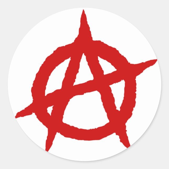 Anarchy symbol red punk music culture sign chaos p classic round sticker (Front)