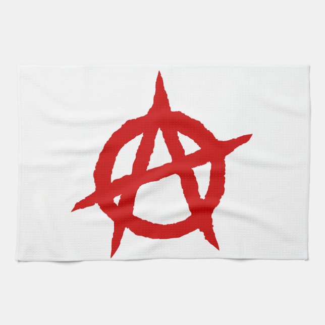 Anarchy symbol red punk music culture sign chaos p kitchen towel (Horizontal)