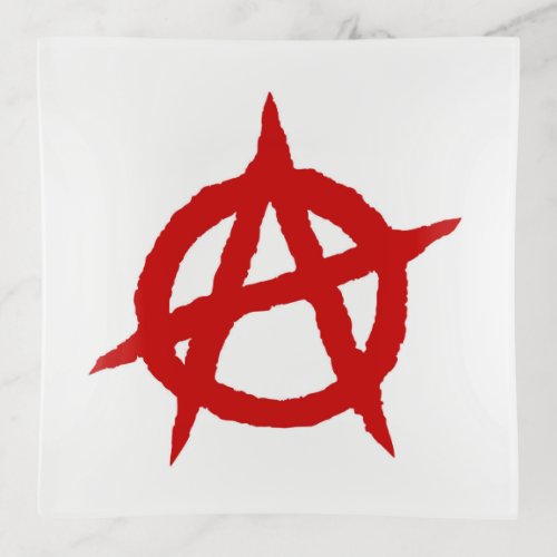 Anarchy symbol red punk music culture sign chaos p trinket tray