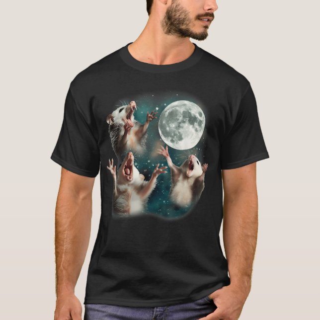 Anarchy Three Possum Moon 3 Opossum Funny Weird Cu T-Shirt (Front)