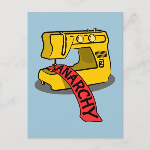 Anarchy Yellow Sewing Machine Postcard