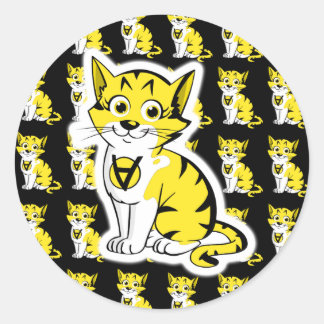 Anarkitty AnCat AnCap Pattern Black and Yellow Classic Round Sticker