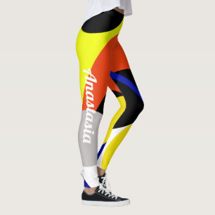 Anastasia Add Your Name Abstract Art Leggings