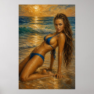 Anastasia Azure Desire – Coastal Impasto Beach Wal Poster
