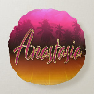 Anastasia First name Golden pink cushion