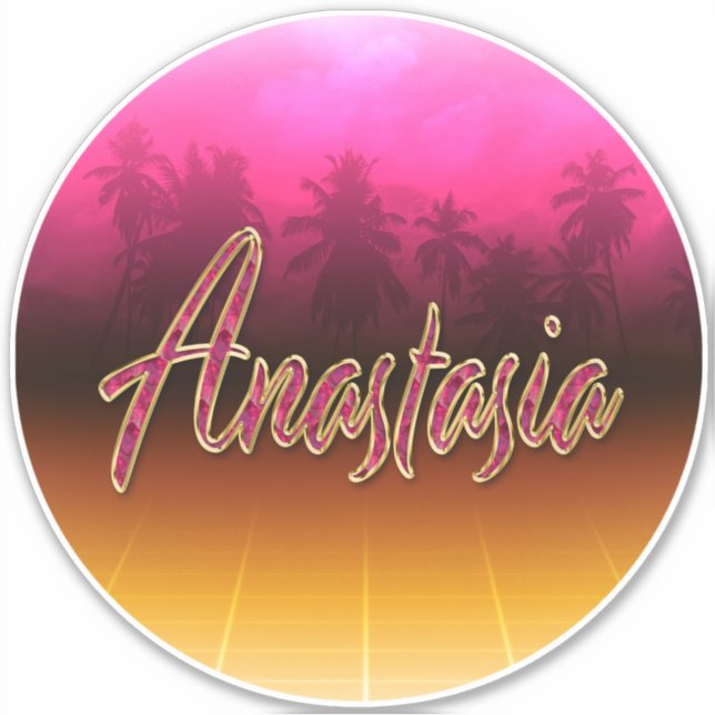Anastasia First name name pink sticker sticker (Front)