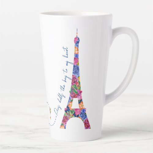 Anastasia Floral Eiffel Tower Paris is Key Latte Mug