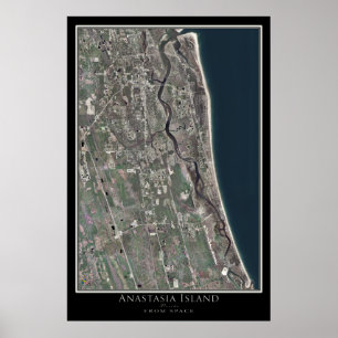 Anastasia Island Florida From Space Satellite Map Poster