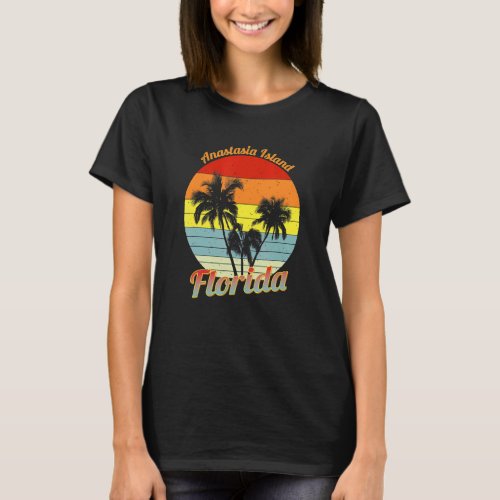 Anastasia Island Florida Retro Tropical Palm Trees T_Shirt