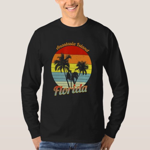 Anastasia Island Florida Retro Tropical Palm Trees T_Shirt