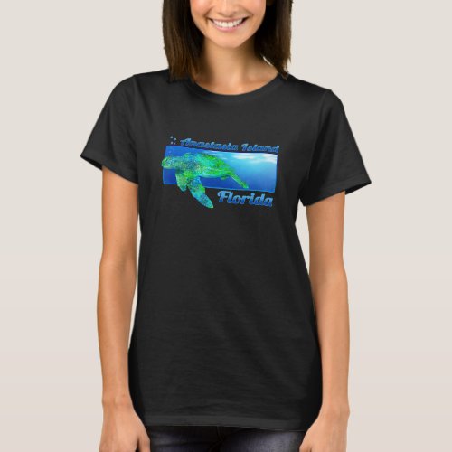 Anastasia Island Florida Swimming Sea Turtle T_Shirt