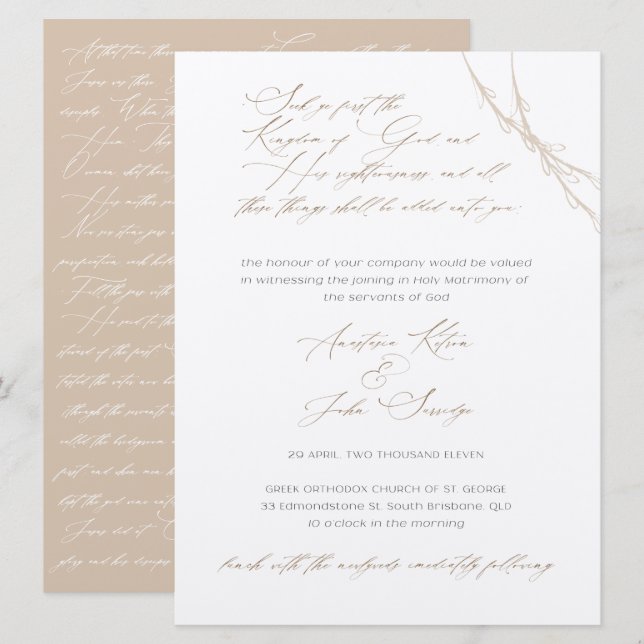 Anastasia & John Surridge Custom Wedding Invitation (Front/Back)