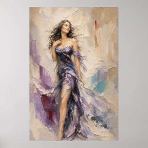 Anastasia Lavender Motion – Impasto Woman Portrait Poster