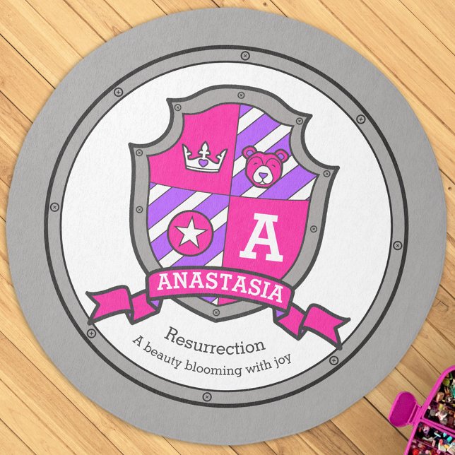 Anastasia letter A name meaning pink bear Rug (Creator Uploaded)