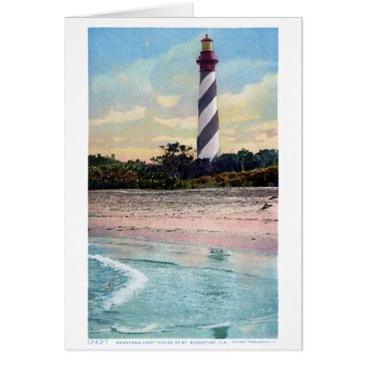 Anastasia Light House Vintage Postcard Restored (Front)