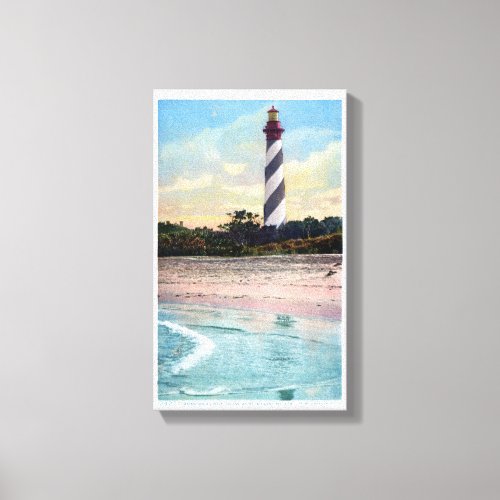 Anastasia Light House Vintage Postcard Restored Canvas Print