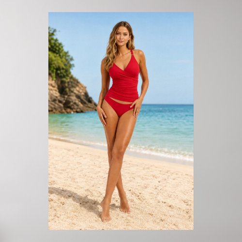 Anastasia Scarlet Coast – Luxury Beach Portrait Poster