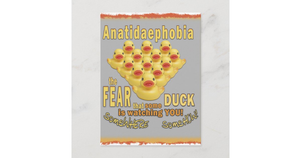 ANATIDAEPHOBIA - FEAR OF DUCKS! Rubber Duck Postcard | Zazzle