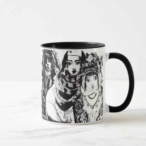 ANATOLIAN GIRLS Black White Ethnic Fashion Mug