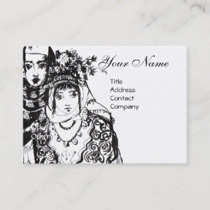 ANATOLIAN GIRLS Black White Ink Drawing Business Card