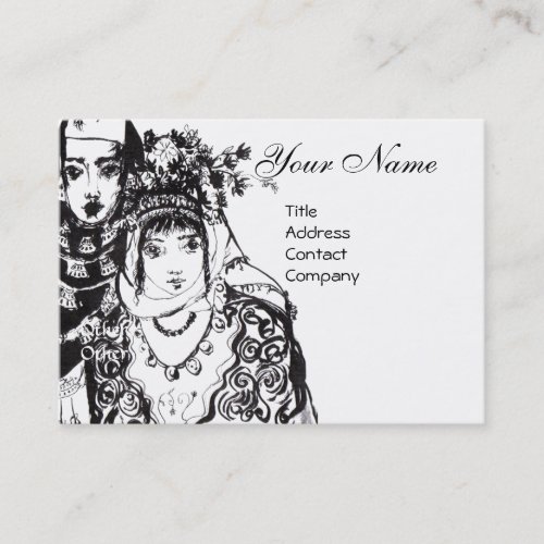ANATOLIAN GIRLS Black White Ink Drawing Business Card