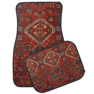 Anatolian  rug design in  red&blue  car mat set