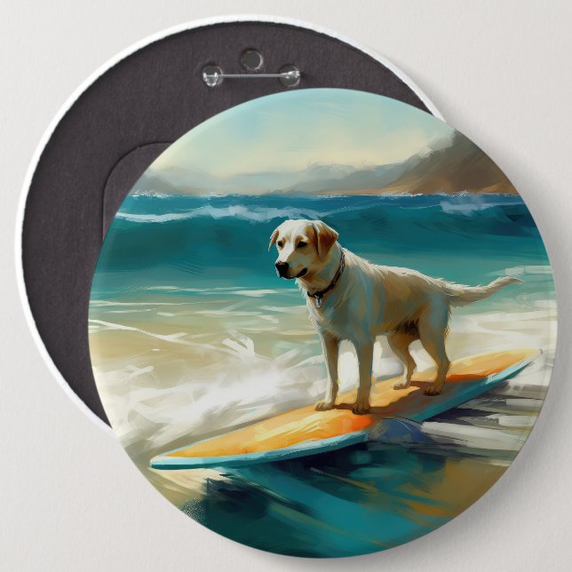 Anatolian Shepherd Beach Surfing Painting  Button (Front & Back)