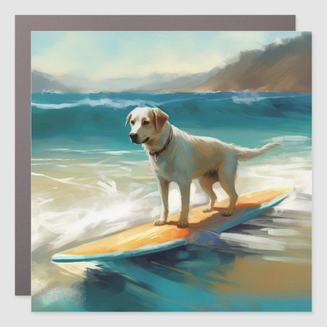 Anatolian Shepherd Beach Surfing Painting  Car Magnet (Front)